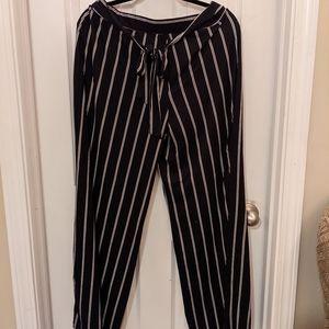 Striped Stretchy Flared Pants with Tie